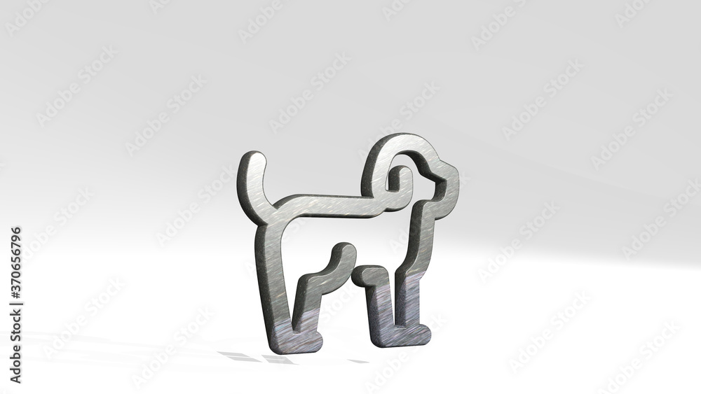 DOG 3D icon standing on the floor. 3D illustration. animal and cute