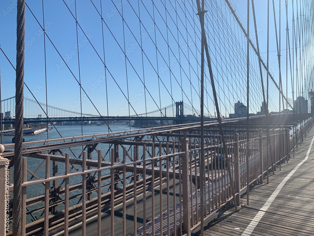 Brooklyn Bridge walkway view of river 