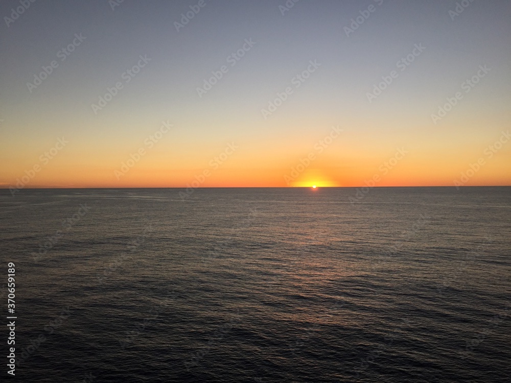 Landscape view of open ocean sunset seascape