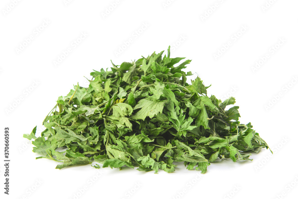 Heap of dry parsley on white background Heap of dry parsley on white background