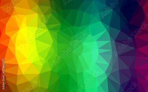 Dark Multicolor, Rainbow vector shining triangular template.