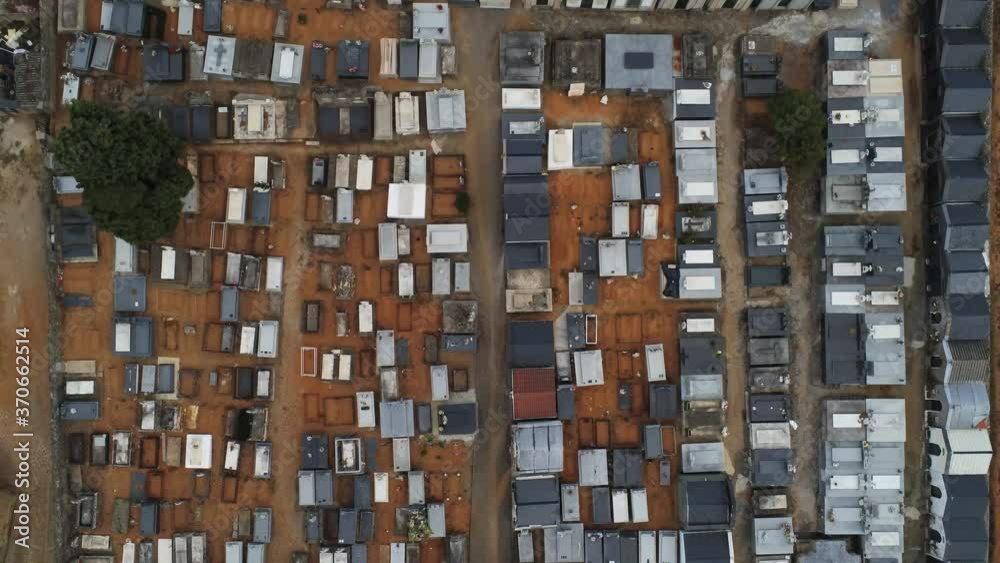 Cemetery in Villafranca del Bierzo. El Camino de Santiago. Leon,Spain. Aerial Drone Footage Cemetery in Villafranca del Bierzo. El Camino de Santiago. Leon,Spain. Aerial Drone Footage