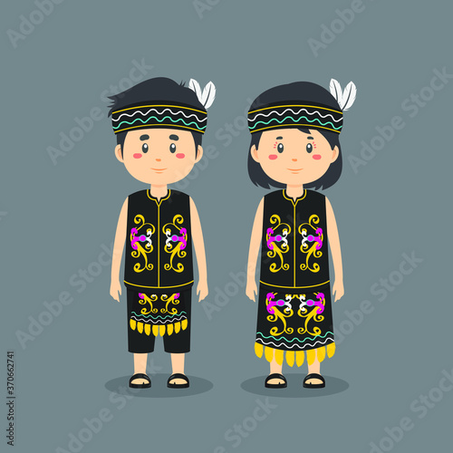 Character Wearing Dayak Traditional Dress