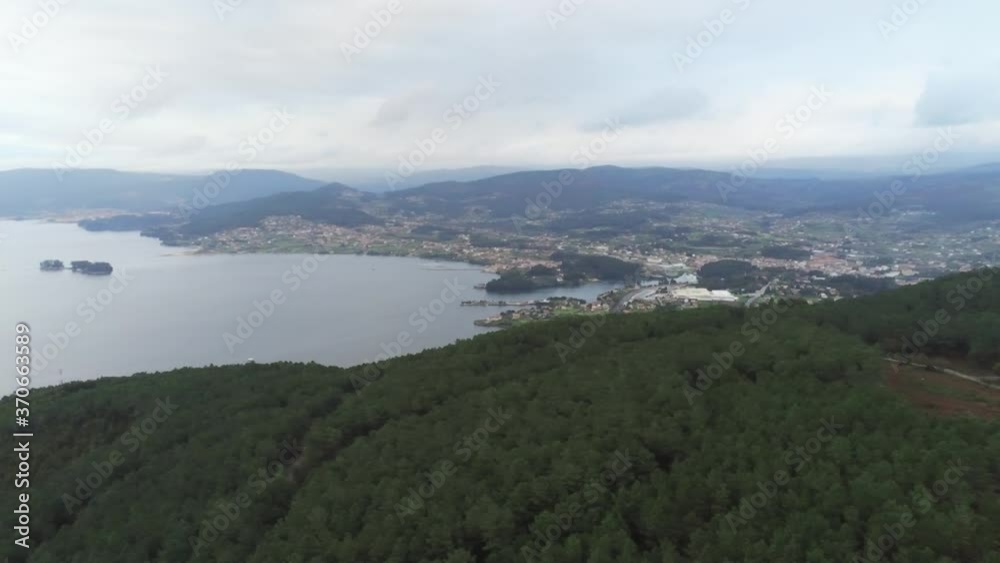 Vigo. Panoramic view of Ria of Vigo. Pontevedra. Galicia,Spain. Aerial Drone Footage Vigo. Panoramic view of Ria of Vigo. Pontevedra. Galicia,Spain. Aerial Drone Footage
