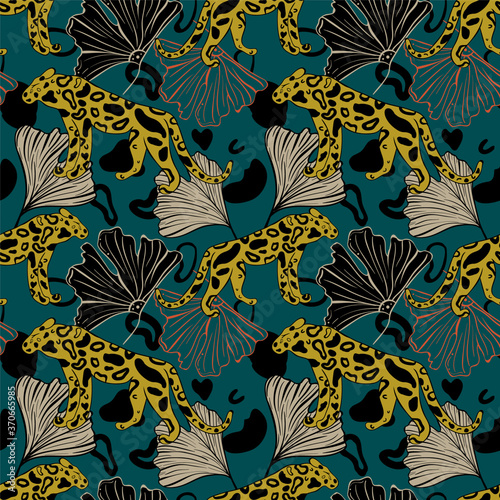 Tropical pattern with leopard at east style.