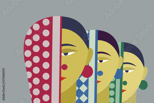 Illustration of traditional Indian rural women