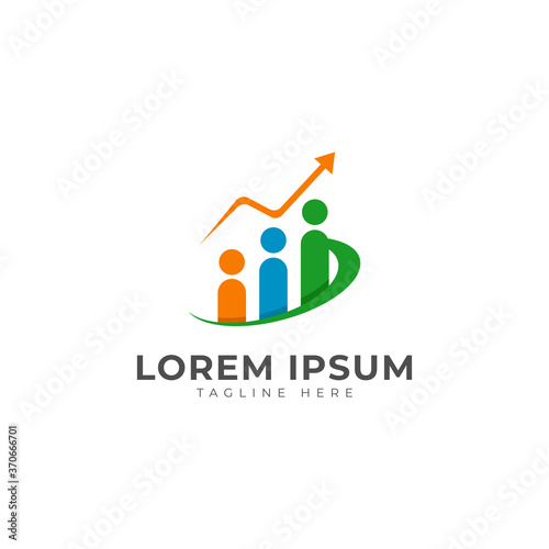 Team Leader with Chart Business Logo Vector Icon Illustration