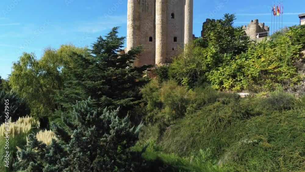 Castle of Valencia de Don Juan,historical village in Leon,Spain.Aerial Drone Footage Castle of Valencia de Don Juan,historical village in Leon,Spain.Aerial Drone Footage