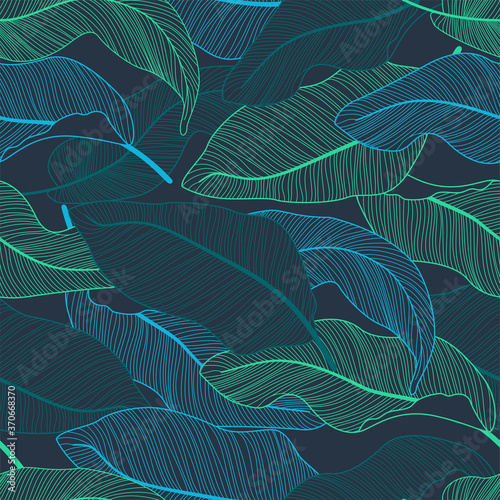 Tropical leaves, jungle leaves seamless floral pattern background