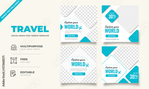 Travel social media post template design