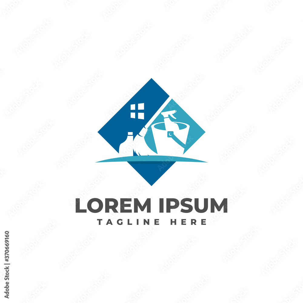 Cleaning Service with Mop Sparkling Logo Vector Icon Illustration Cleaning Service with Mop Sparkling Logo Vector Icon Illustration