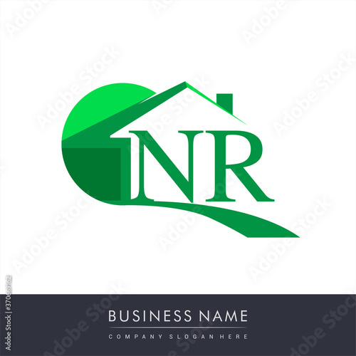 initial logo NR with house icon, business logo and property developer.