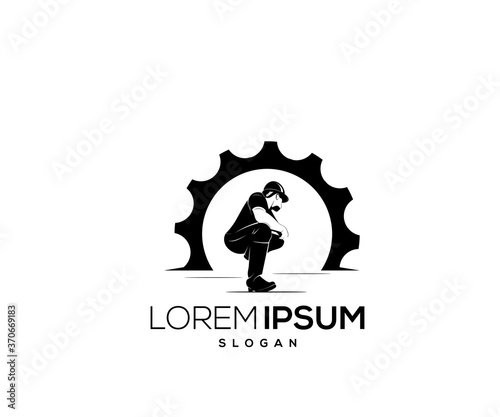 Construction workers logo design silhouette
