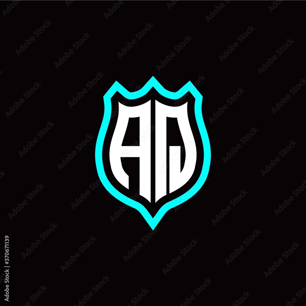 Initial A Q letter with shield style logo template vector