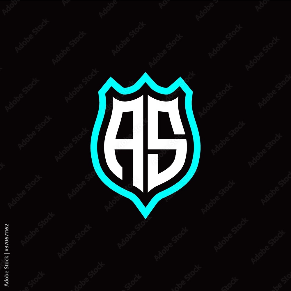 Initial A S letter with shield style logo template vector