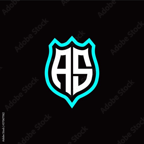 Initial A S letter with shield style logo template vector