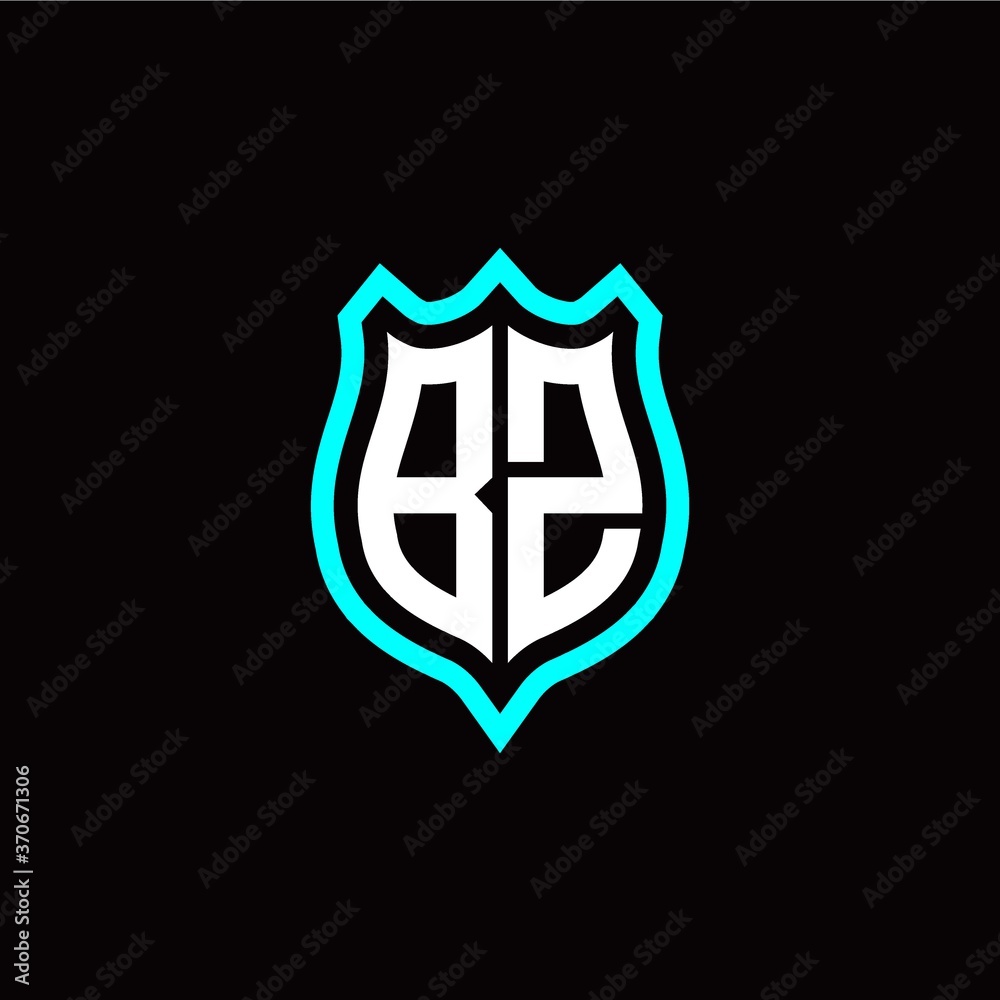 Initial B Z letter with shield style logo template vector Initial B Z letter with shield style logo template vector