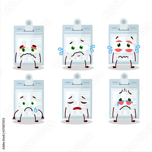 ID card cartoon character with sad expression