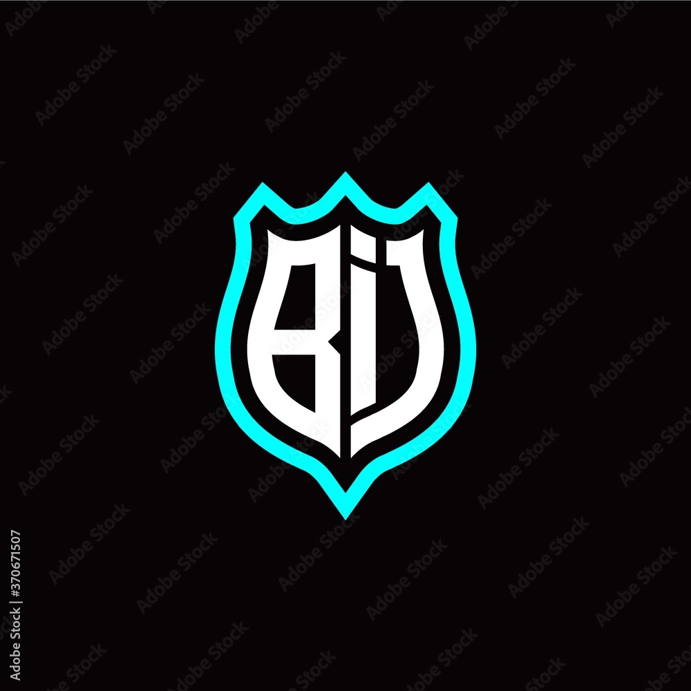 Initial B I letter with shield style logo template vector