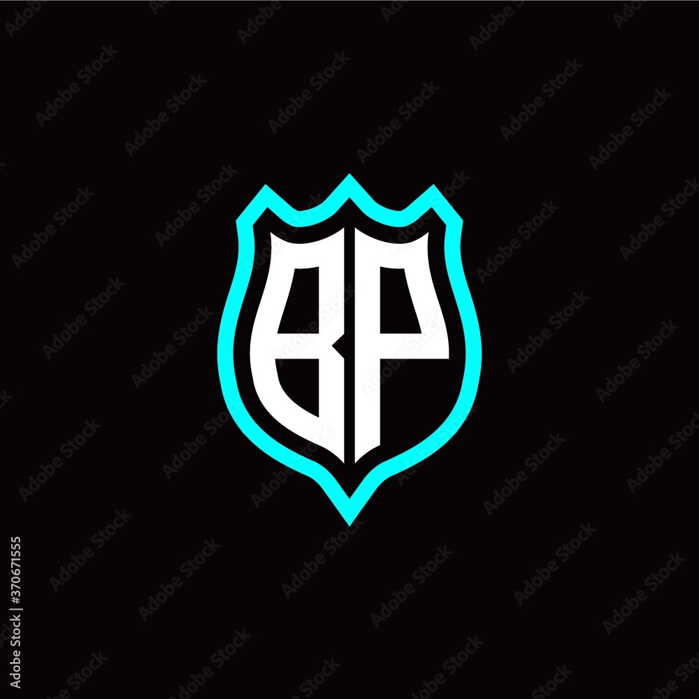Initial B P letter with shield style logo template vector