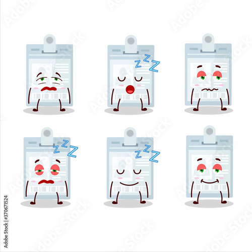 Cartoon character of id card with sleepy expression