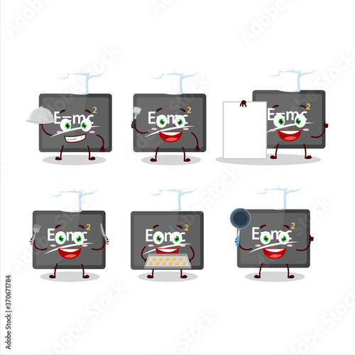 Cartoon character of physic board with various chef emoticons