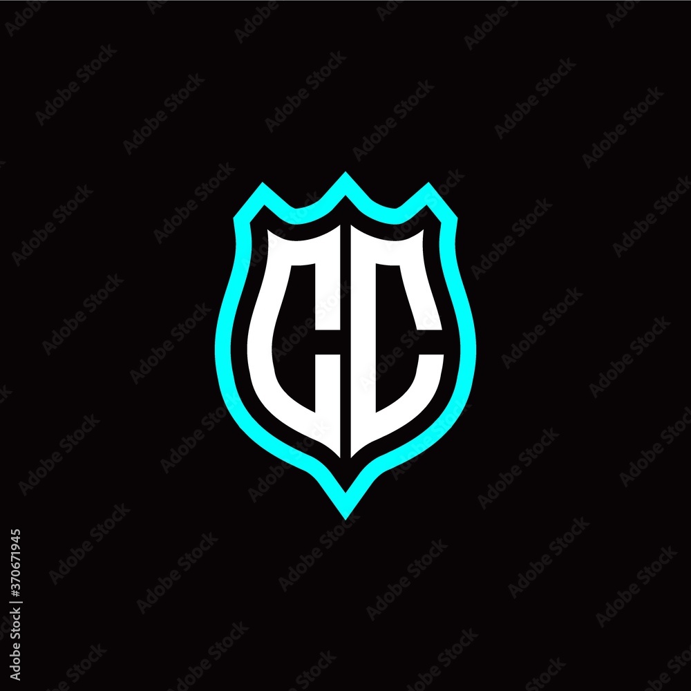Initial C C letter with shield style logo template vector