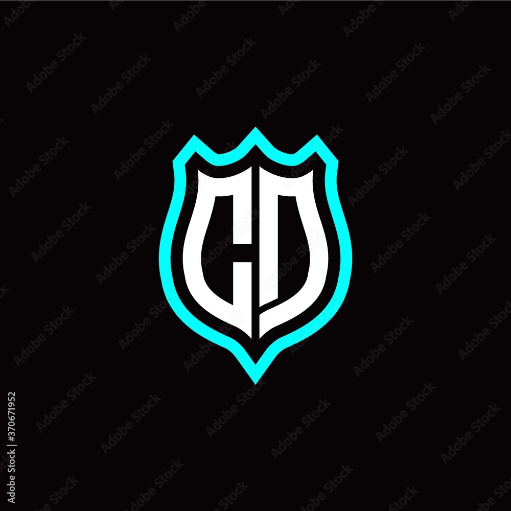 Initial C D letter with shield style logo template vector