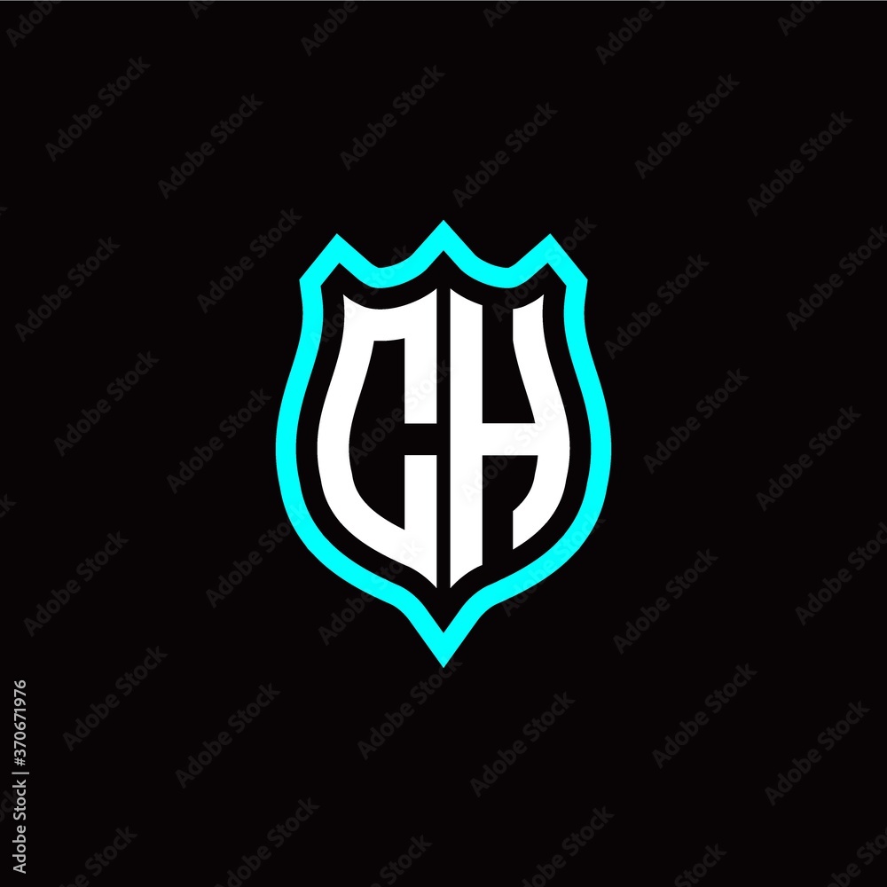Initial C H letter with shield style logo template vector