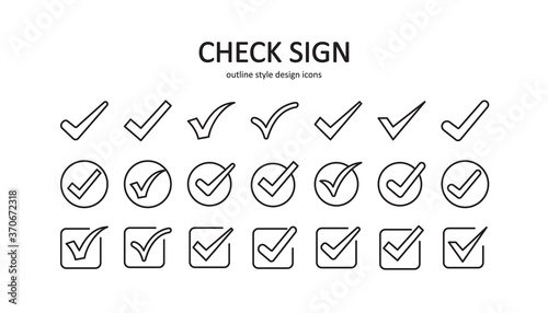 Check signs. Checklist marks icon set. Vector graphic illustration. Suitable for website design, logo, app, template, and ui.
