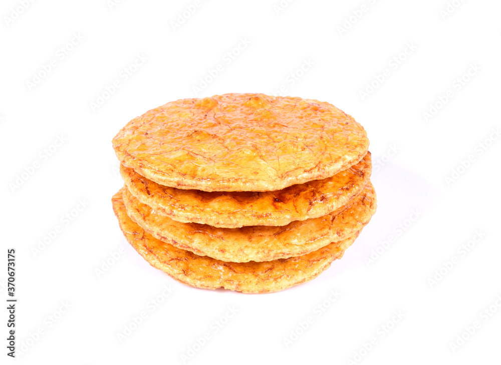 Japanese rice crackers isolated on white background Japanese rice crackers isolated on white background