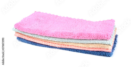 colorful clean towels isolated on white