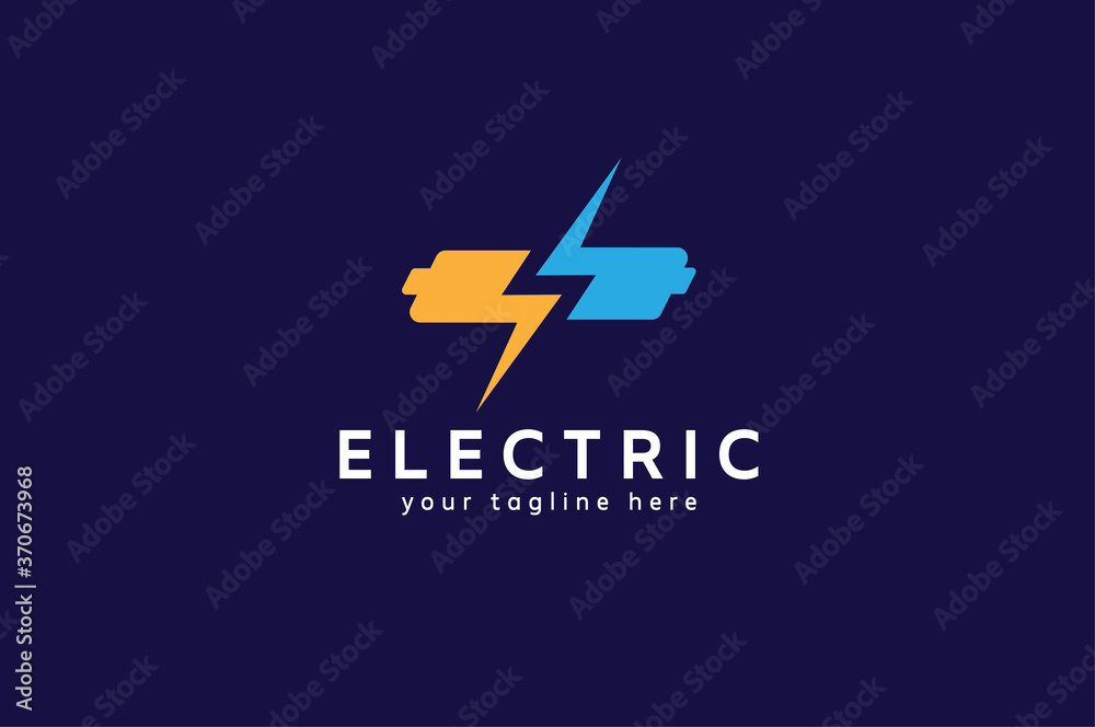 Electric Logo, letter S from negative space lightning bolt and battery, vector illustration