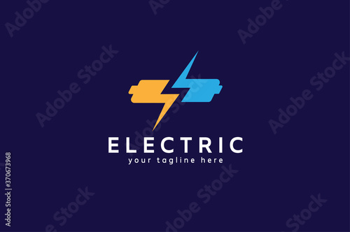 Electric Logo, letter S from negative space lightning bolt and battery, vector illustration