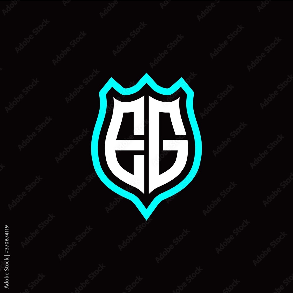 Initial E G letter with shield style logo template vector