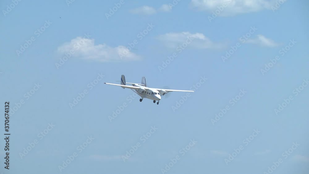Airplane ready to fly to take off in a non-standard runway Airplane ready to fly to take off in a non-standard runway