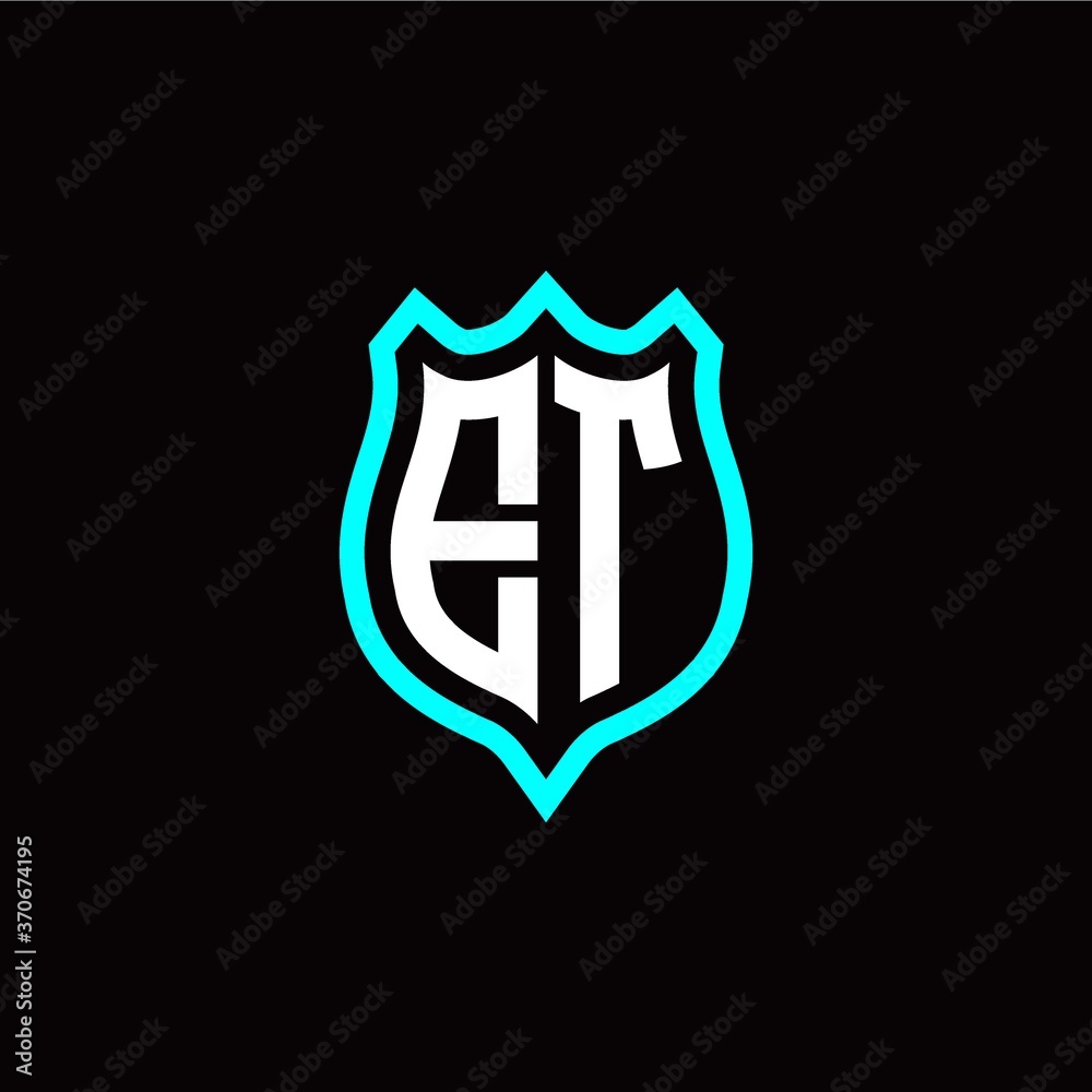 Initial E T letter with shield style logo template vector