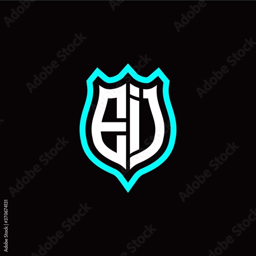 Fototapeta Naklejka Na Ścianę i Meble -  Initial E I letter with shield style logo template vector