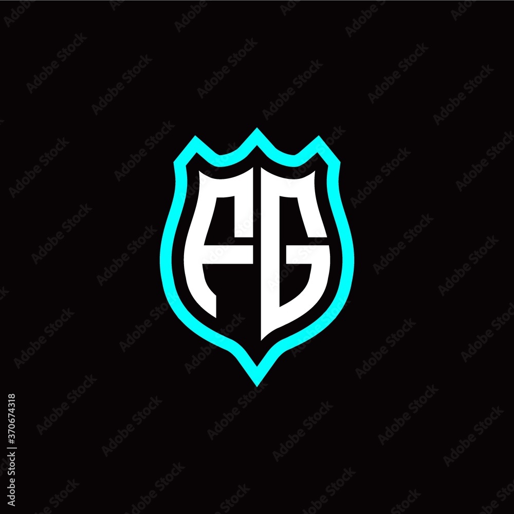 Initial F G letter with shield style logo template vector