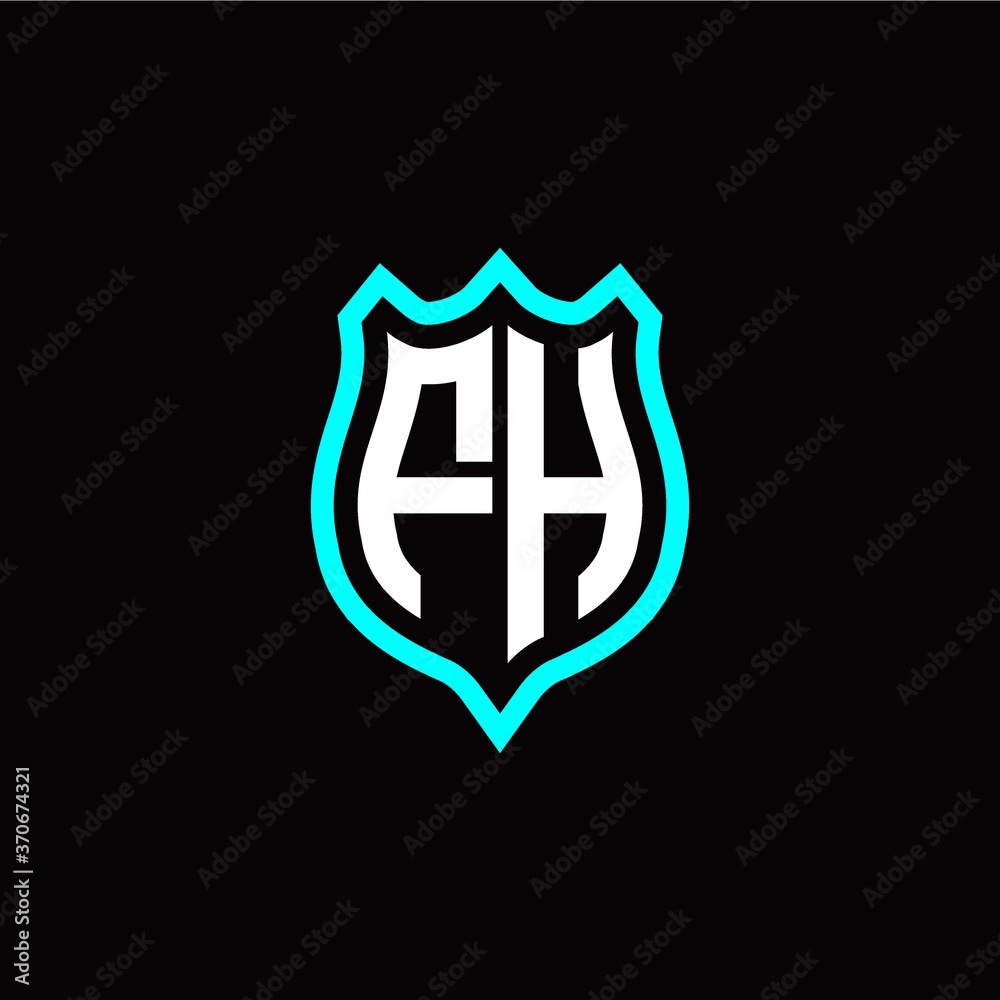 Initial F H letter with shield style logo template vector