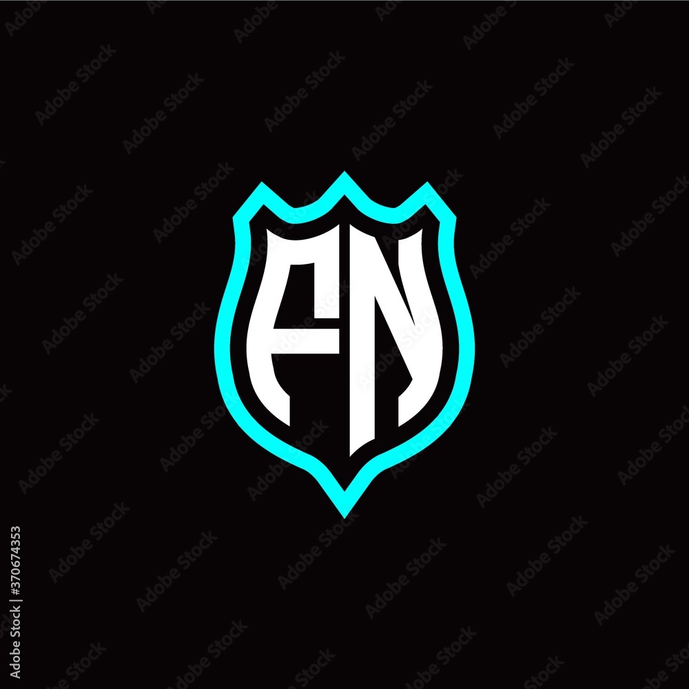 Initial F N letter with shield style logo template vector Initial F N letter with shield style logo template vector