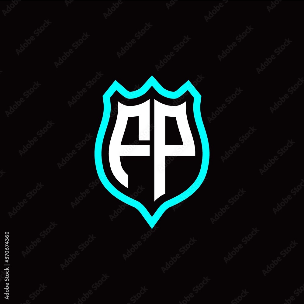 Initial F P letter with shield style logo template vector Initial F P letter with shield style logo template vector