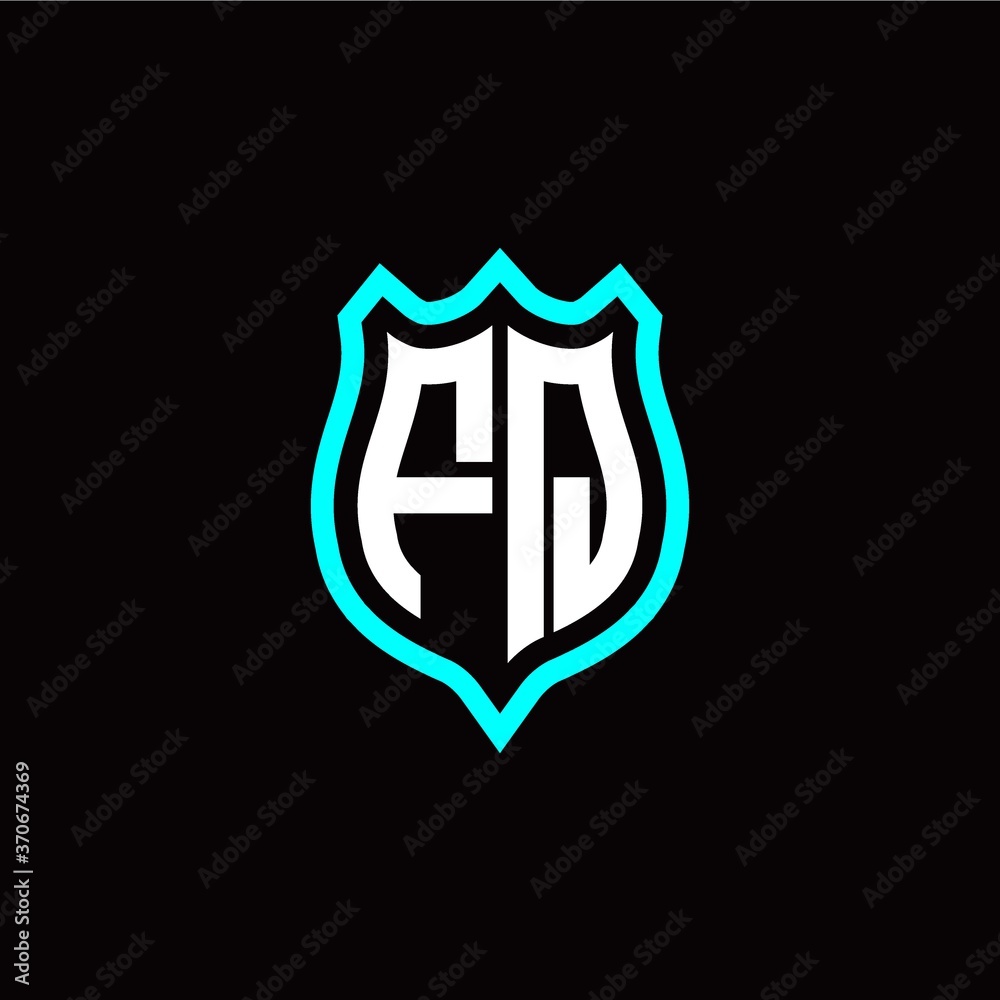 Initial F Q letter with shield style logo template vector