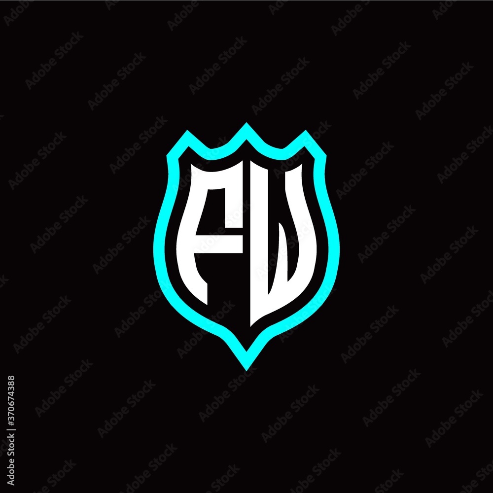 Initial F W letter with shield style logo template vector Initial F W letter with shield style logo template vector