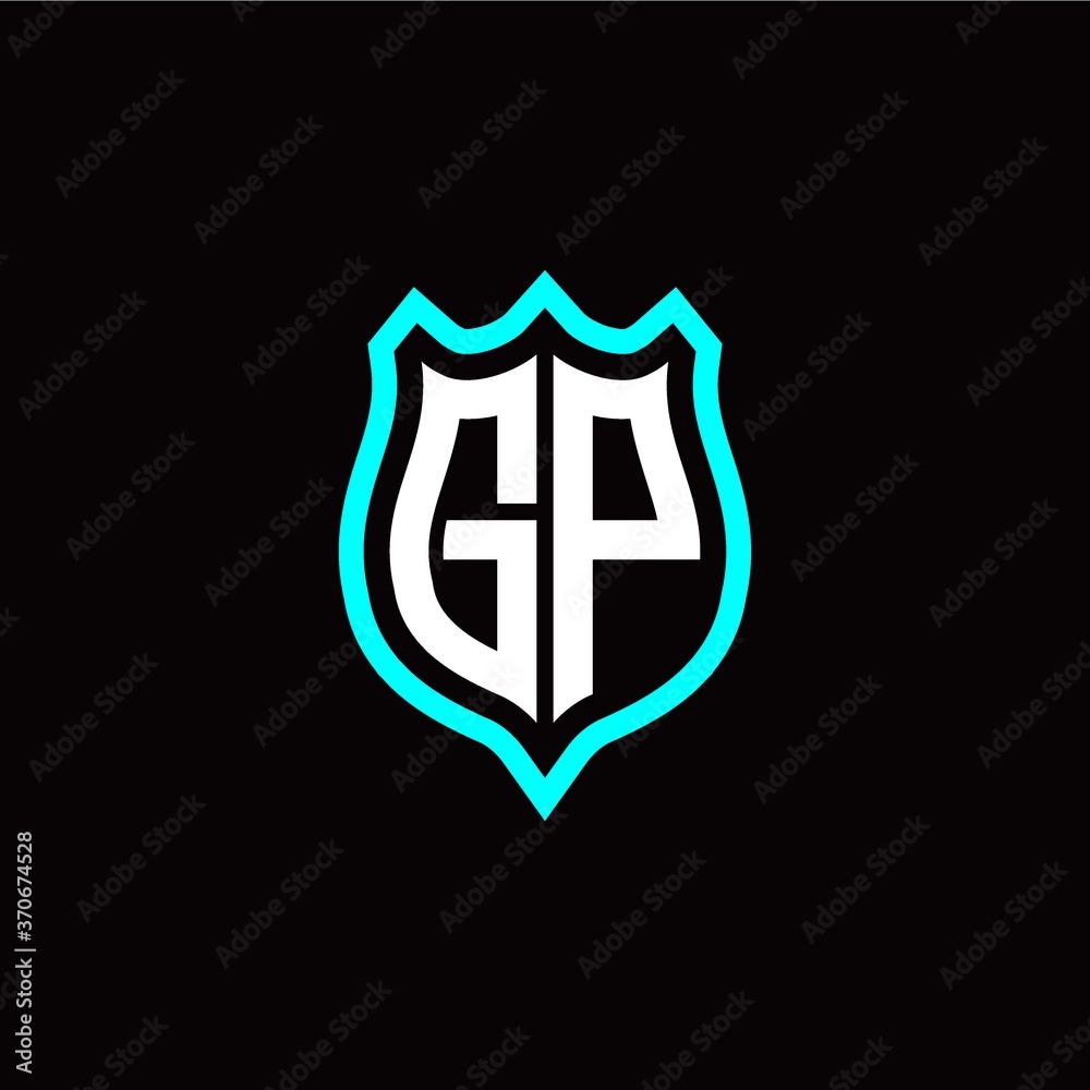 Initial G P letter with shield style logo template vector