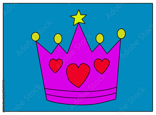 Corona de Reina con corazones, en fondo azul