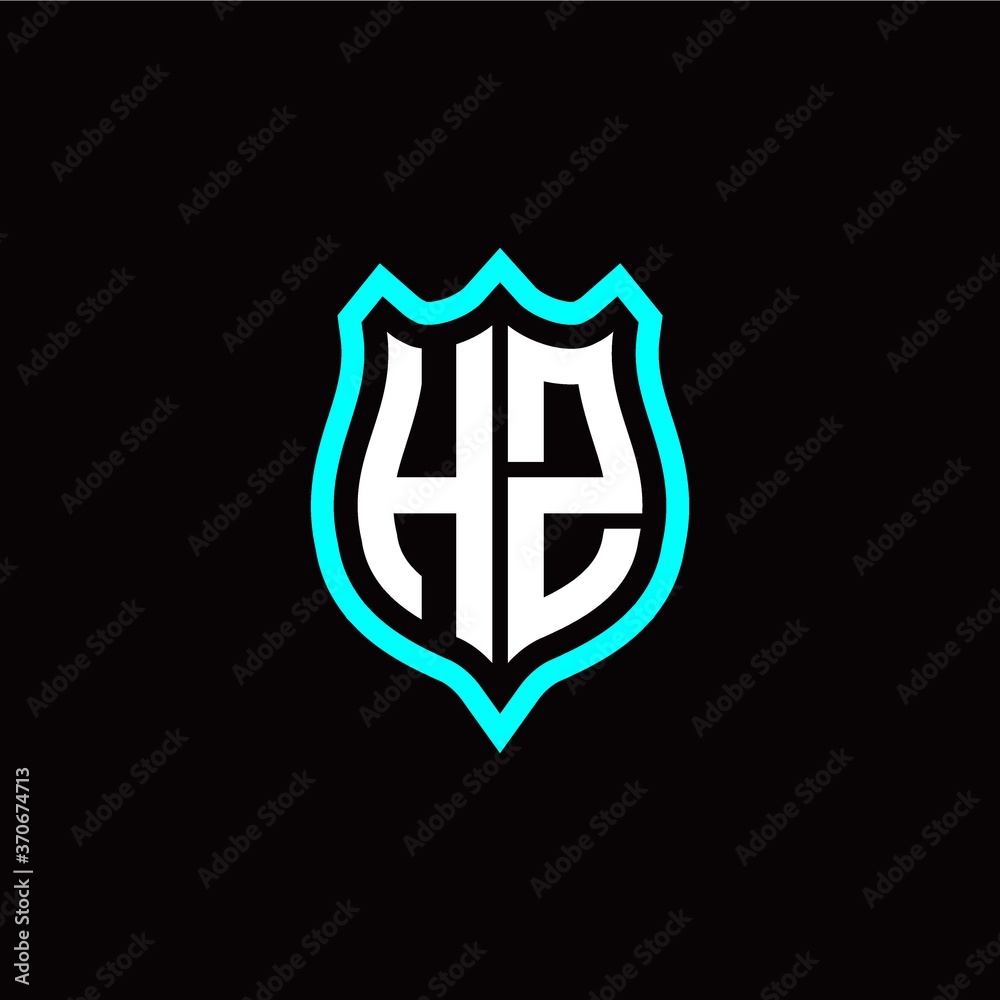 Initial H Z letter with shield style logo template vector