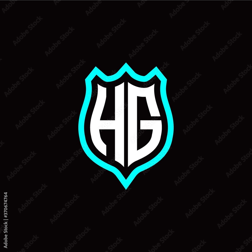 Initial H G letter with shield style logo template vector