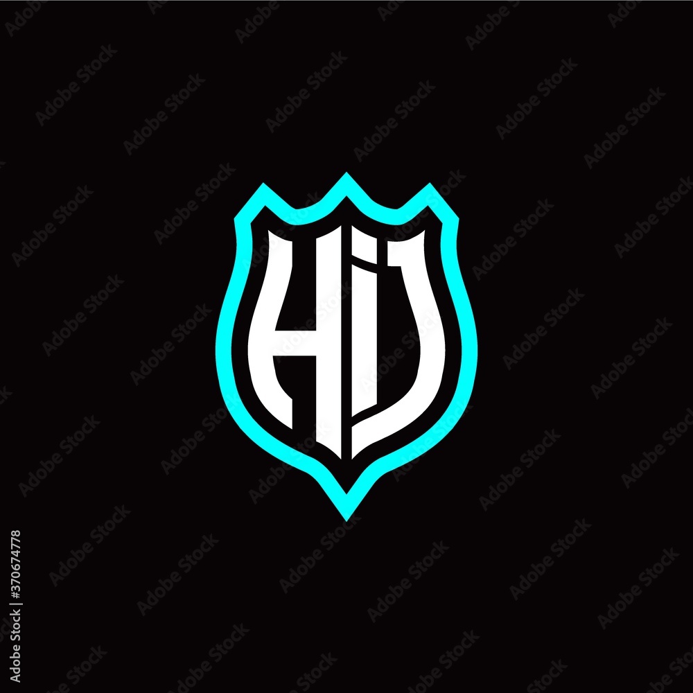 Initial H I letter with shield style logo template vector