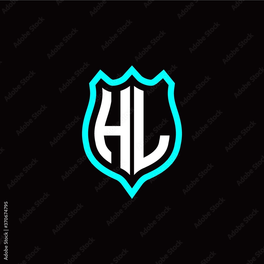 Initial H L letter with shield style logo template vector Initial H L letter with shield style logo template vector